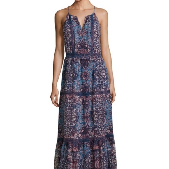Joie Dresses & Skirts - Joie Agnece Tiered Silk Navy Printed Maxi Dress Size 8 New